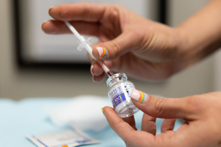 Botox being prepared with a syringe