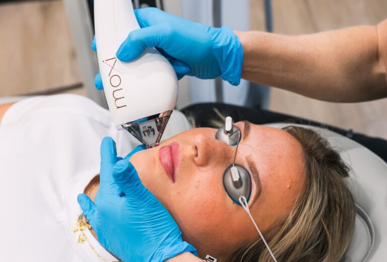 A female patient at Southlake Plastic Surgery receiving laser skin resurfacing near Colleyville, TX.